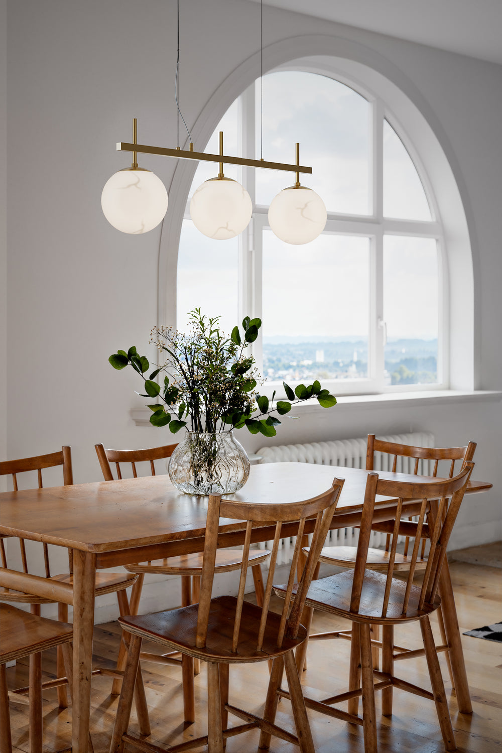 Bellaggio 3-osainen riippuvalaisin antiikki messinki / marmori