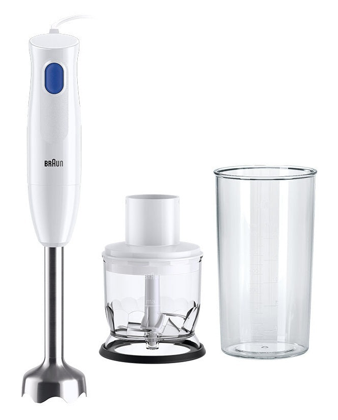Braun MQ10.201MWH MultiQuick 1 sauvasekoitin ja teholeikkuri, 350 ml, valkoinen