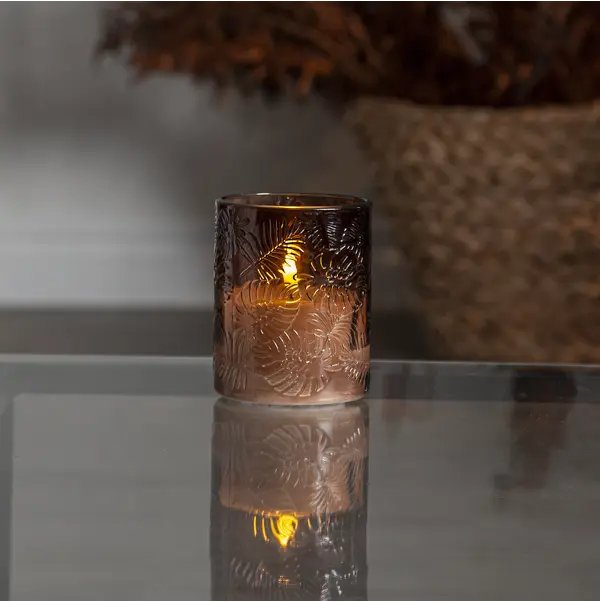 Star Trading LED-bordsljus Flamme Leaf 12,5cm brun