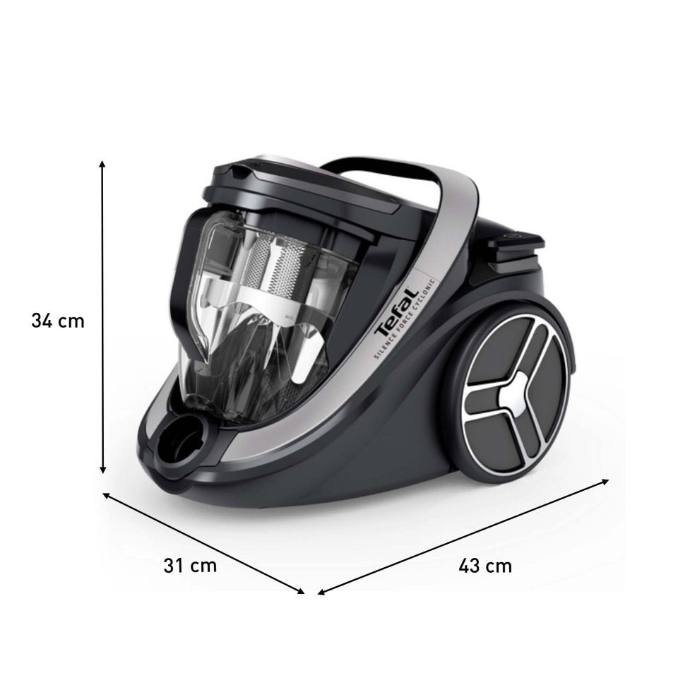 Tefal Silence Force Cyclonic Total Clean pölynimuri, pölypussiton, musta