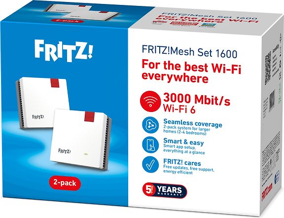 FRITZ!Mesh 1600 Mesh-järjestelmä, 2-pack