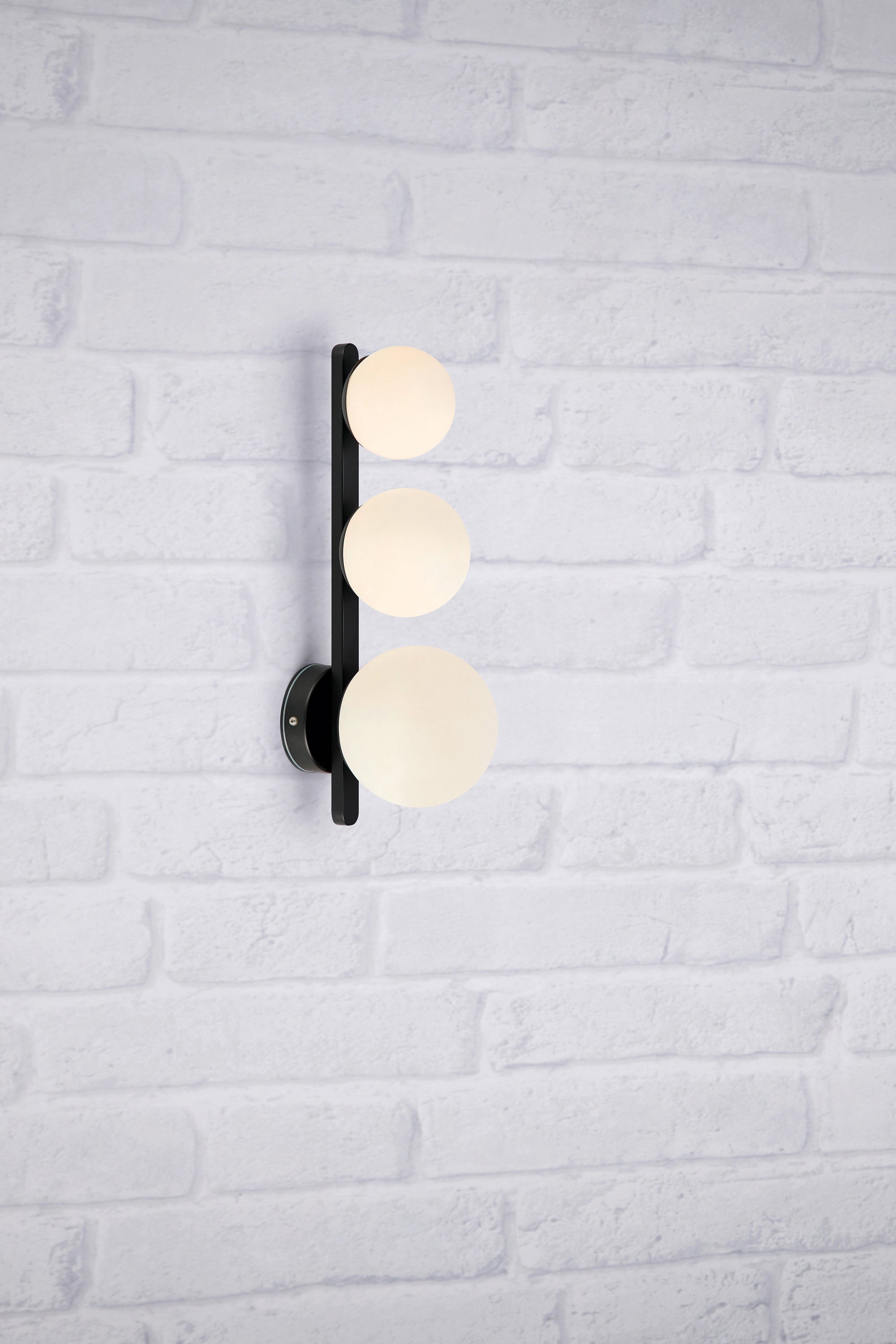 PURO vägglampa 3L Black/Opal IP44