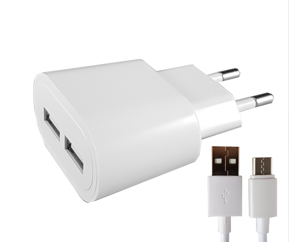 Enjoy verkkolaturi 2 x USB ja USB-C -kaapeli - E-store.fi