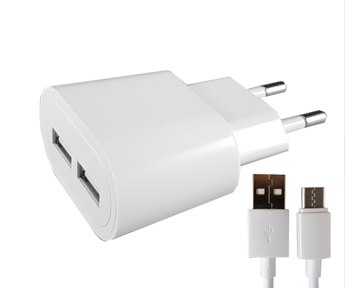 Enjoy verkkolaturi 2 x USB ja USB-C -kaapeli - E-store.fi