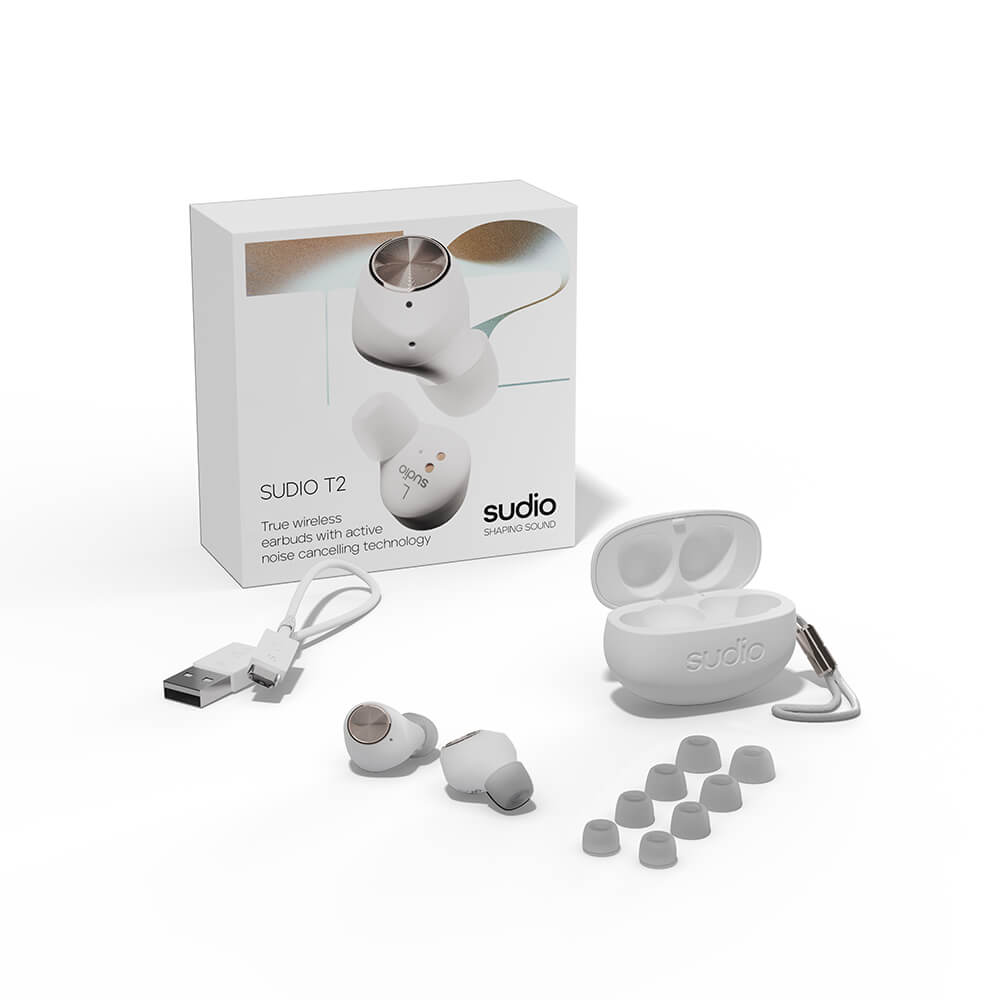 Sudio T2 ANC True Wireless bluetooth hörlurar White