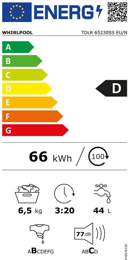 Whirlpool TDLR 65230SS EU/N päältä täytettävä pesukone