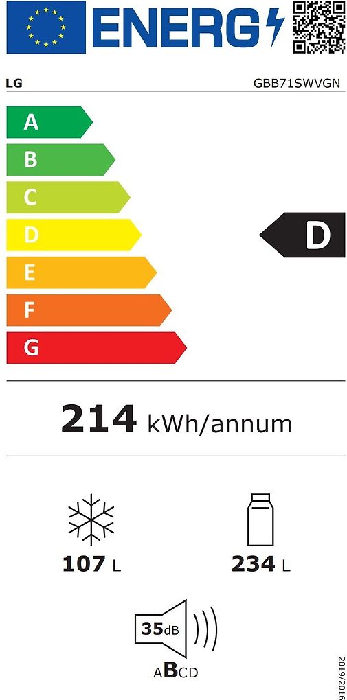 LG GBB71SWVGN jääkaappipakastin