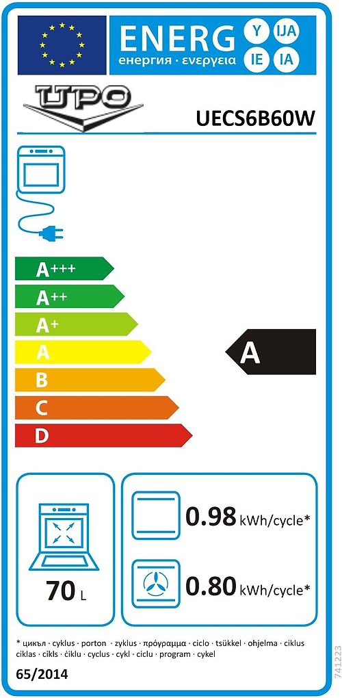 Upo UECS6B60W keramisk säkerhetsspis 60cm