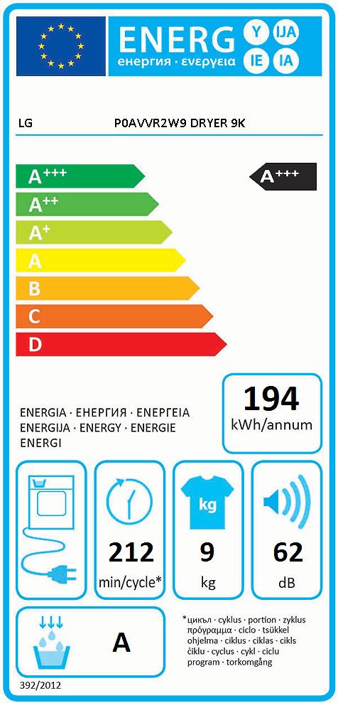 LG P0AVVR2W9 torktumlare