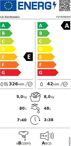 LG F2Y5PRP6W -kuivaava pesukone