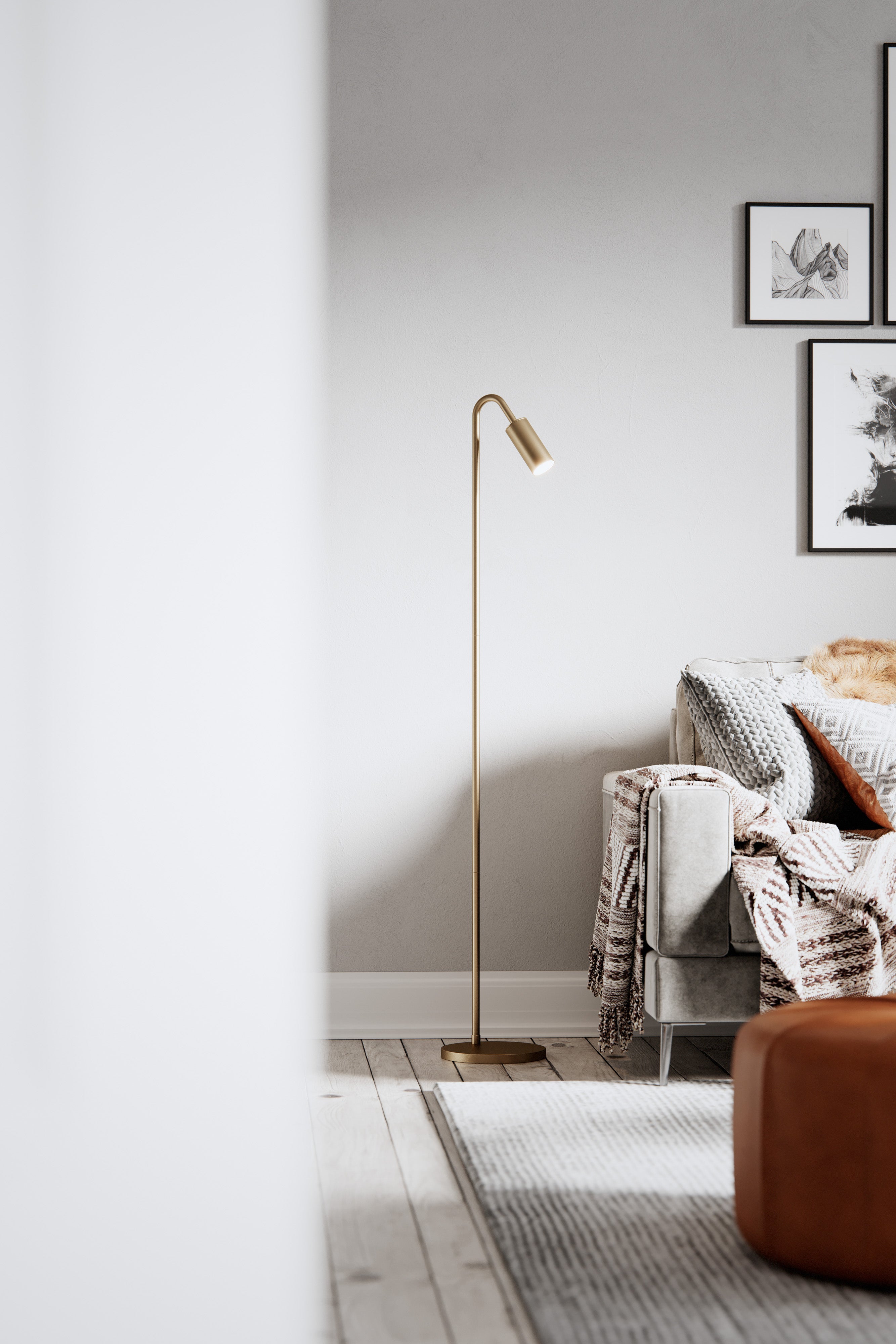 Curve golvlampa h146cm mörkröd