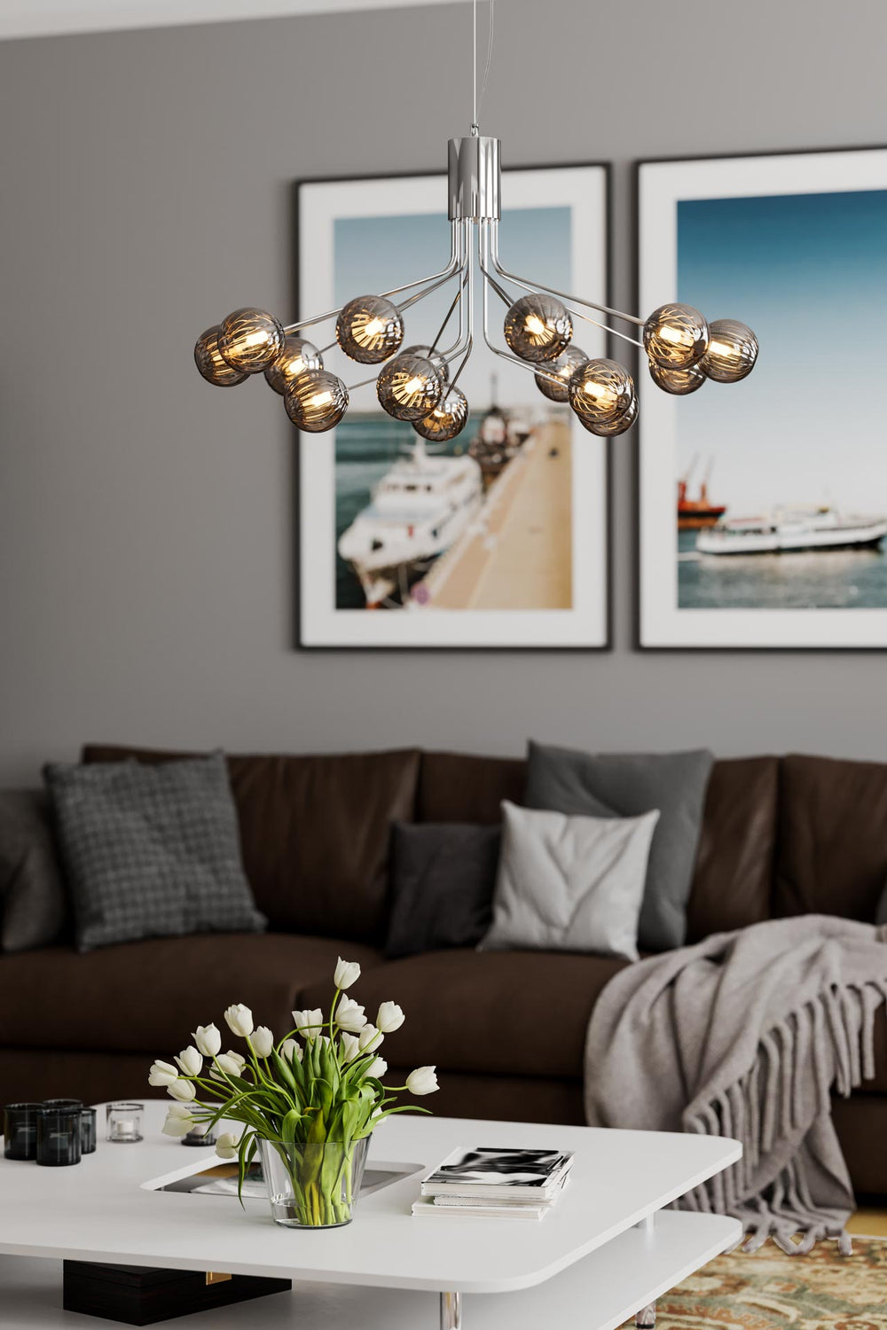 Galax 15-osainen riippuvalaisin kromattu/savunharmaa