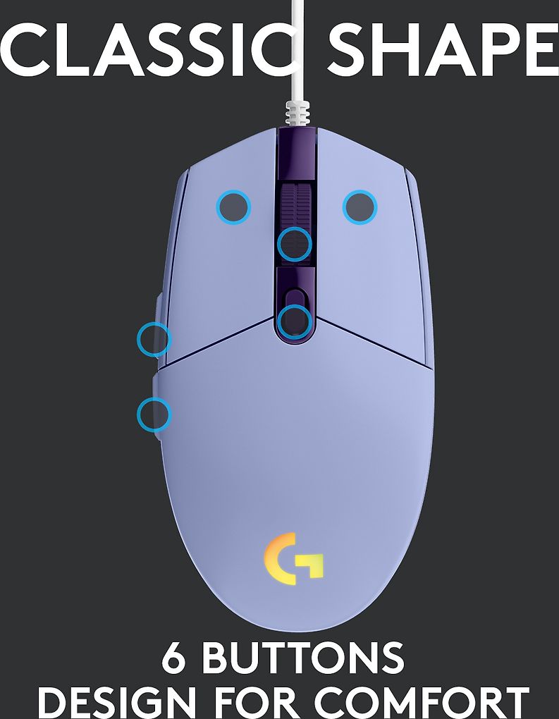 Logitech G203 Lightsync -pelihiiri, violetti