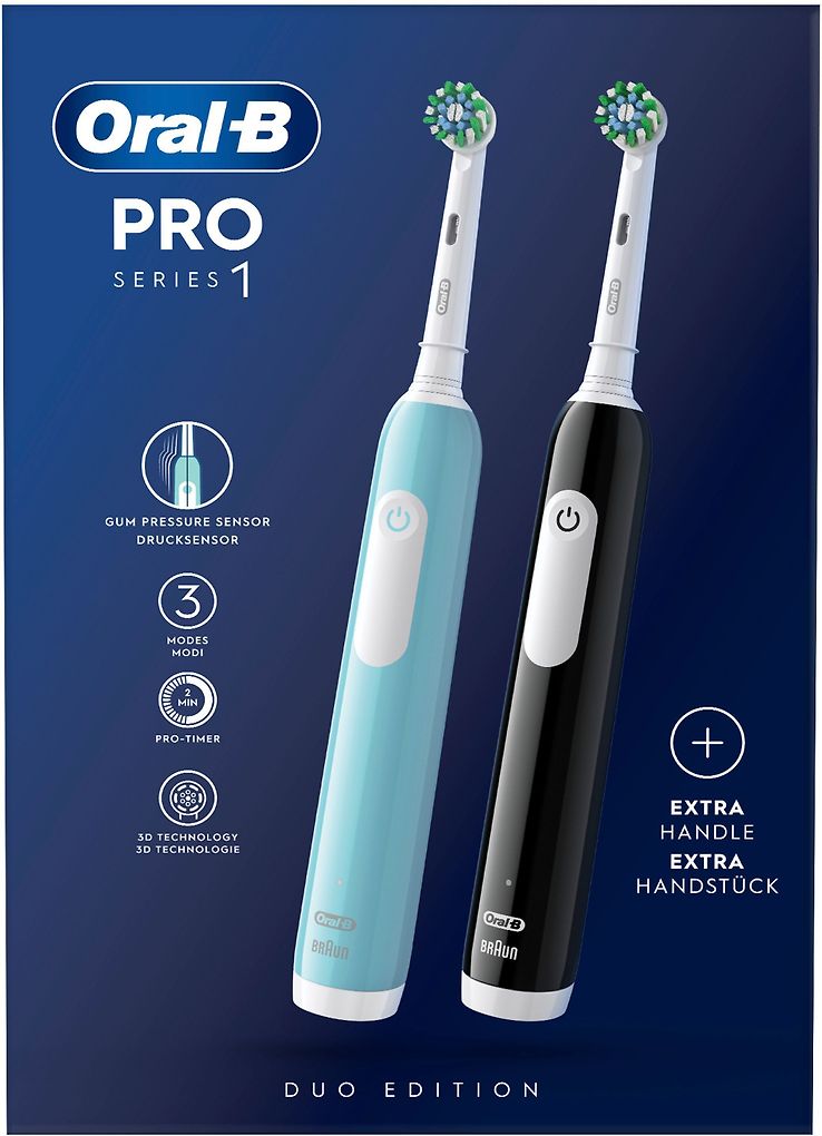 Oral-B Pro Series 1 Duo Pack eltandborste svart/blå