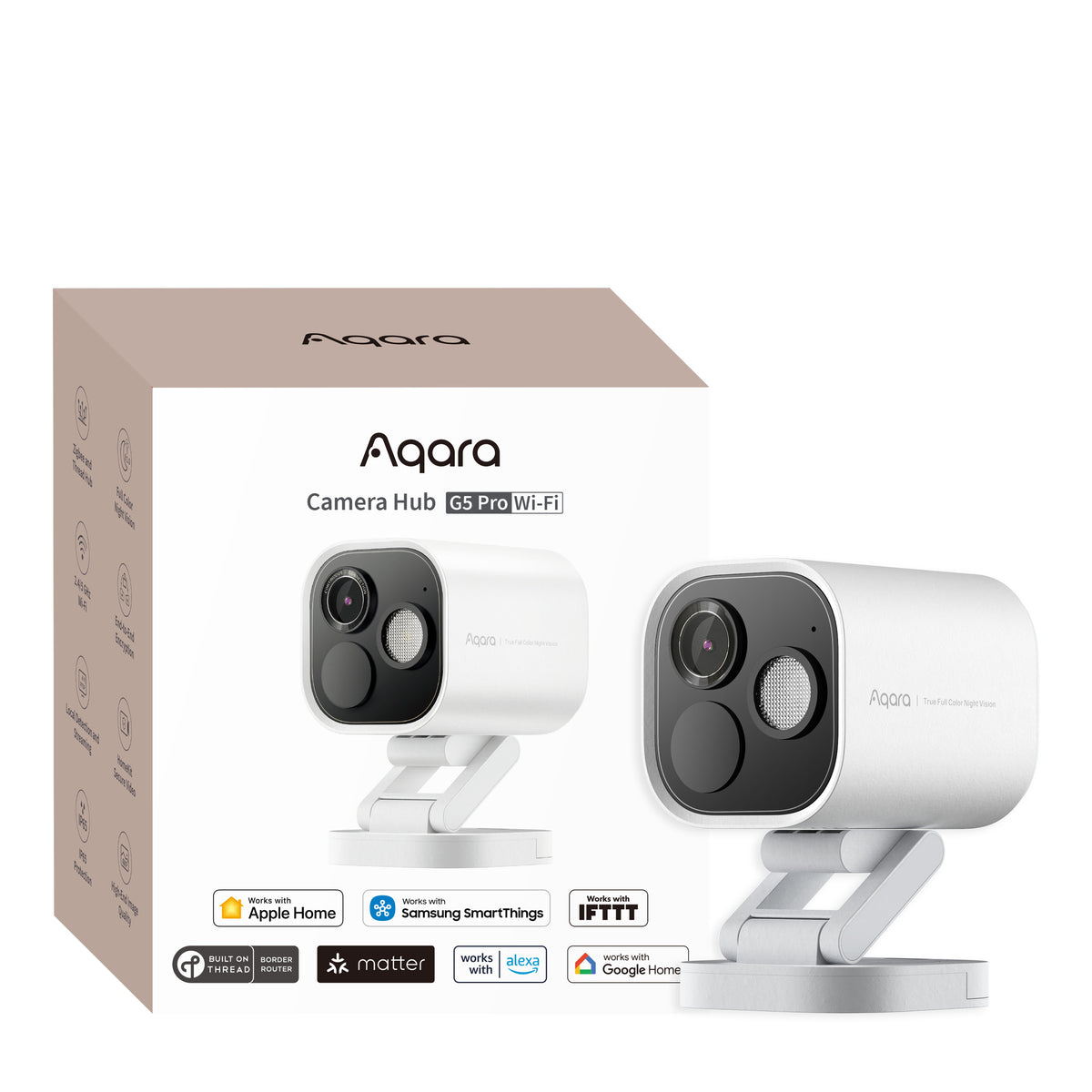 Aqara Camera Hub G5 Pro Wi-Fi valvontakamera sisä- ja ulkokäyttöön, valkoinen – kuva 2