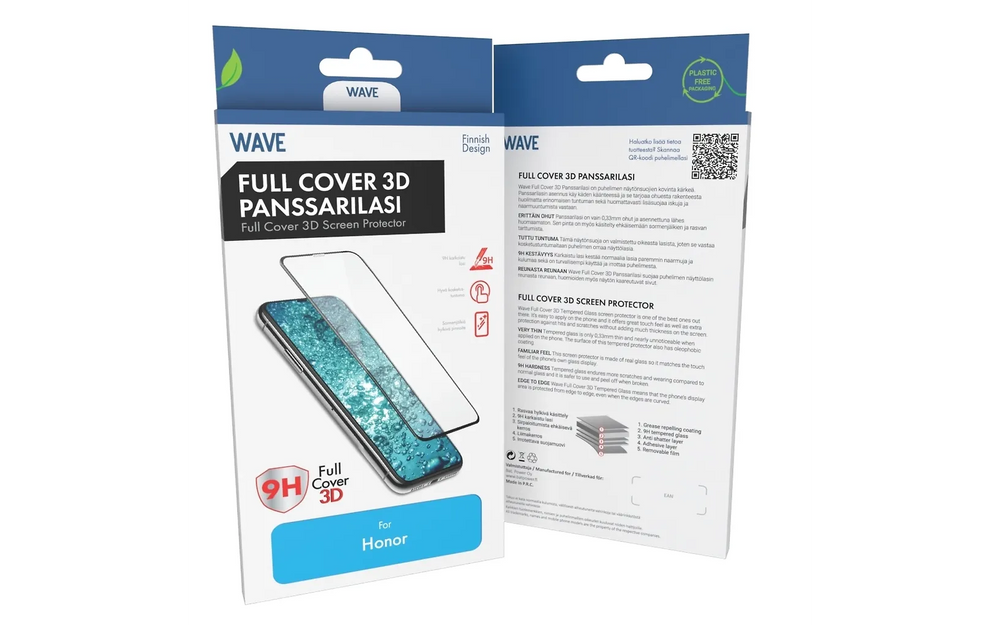 Wave Full Cover 3D Panssarilasi, Honor 400 Pro, Musta Kehys
