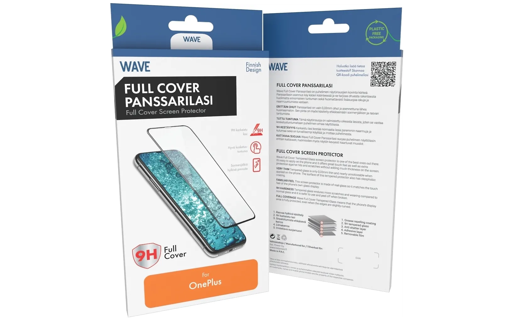 Wave Full Cover panssarilasi, OnePlus Nord CE5 5G, musta kehys
