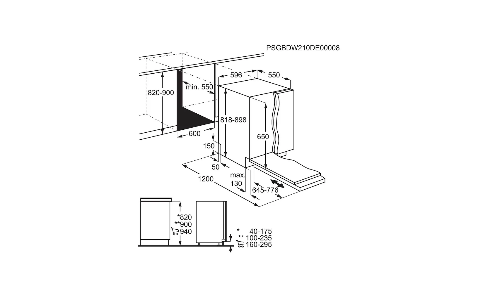 Electrolux EEA47213L 300 AirDry diskmaskin, integrerad