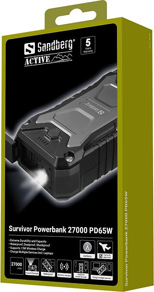 Sandberg Survivor PD 65W varavirtalähde, 27000 mAh – kuva 5