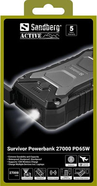 Sandberg Survivor PD 65W varavirtalähde, 27000 mAh – kuva 4