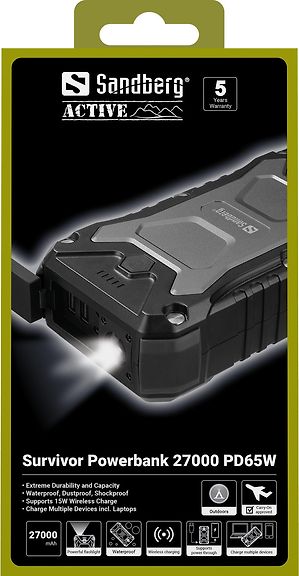 Sandberg Survivor PD 65W varavirtalähde, 27000 mAh – kuva 4