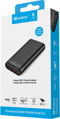 Sandberg Powerbank varavirtalähde, 20000 mAh