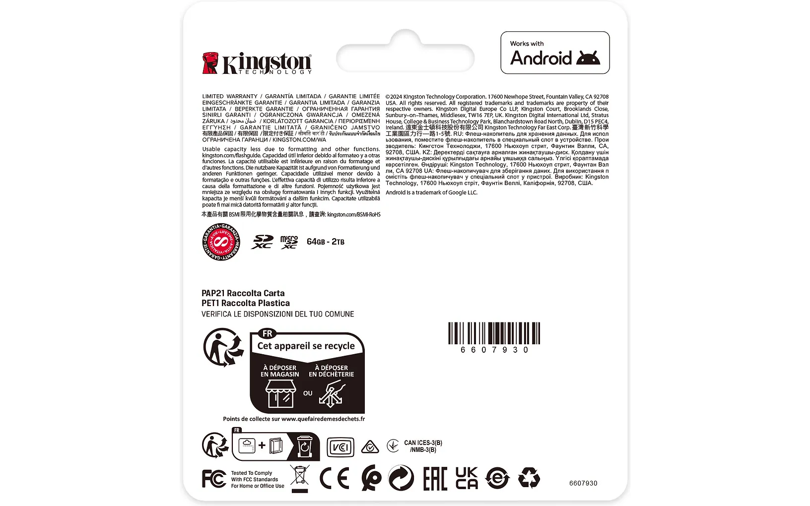 Kingston 64 Gt Canvas Select Plus Gen3 UHS-I microSD muistikortti + SD-adapteri