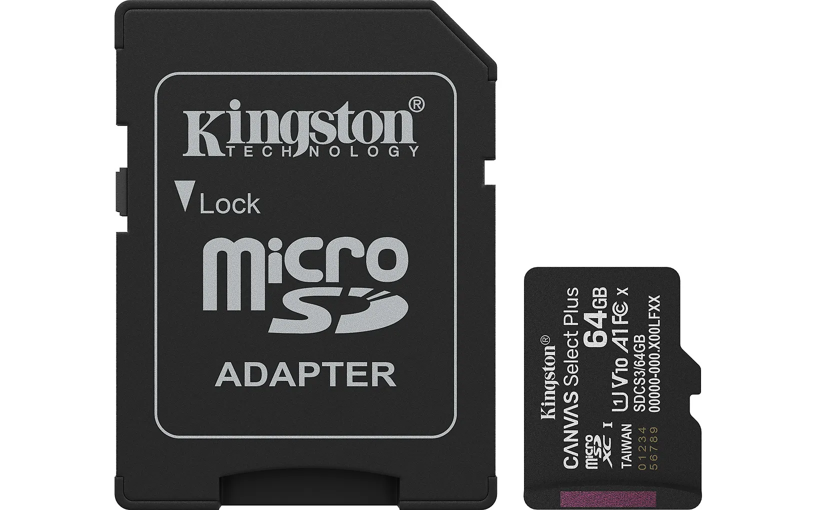 Kingston 64 Gt Canvas Select Plus Gen3 UHS-I microSD muistikortti + SD-adapteri