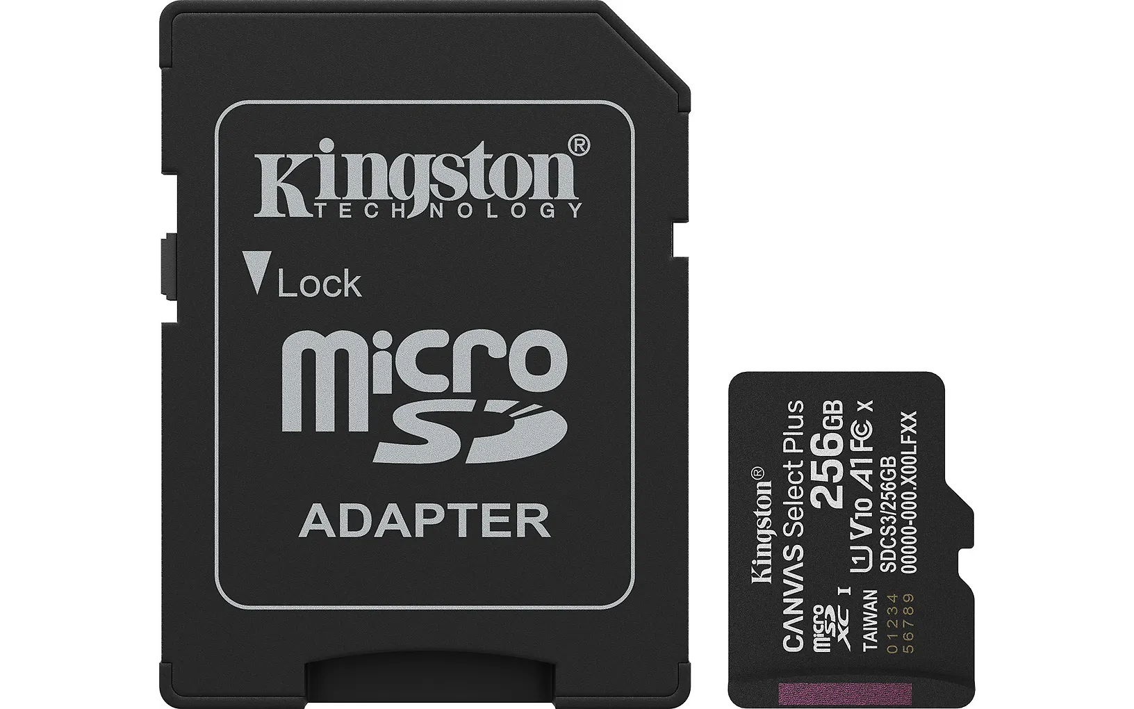 Kingston 256 Gt Canvas Select Plus Gen3 UHS-I microSD muistikortti + SD-adapteri