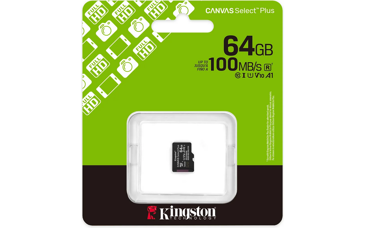 Kingston 64 Gt Canvas Select Plus Gen3 UHS-I microSD muistikortti - E-store.fi
