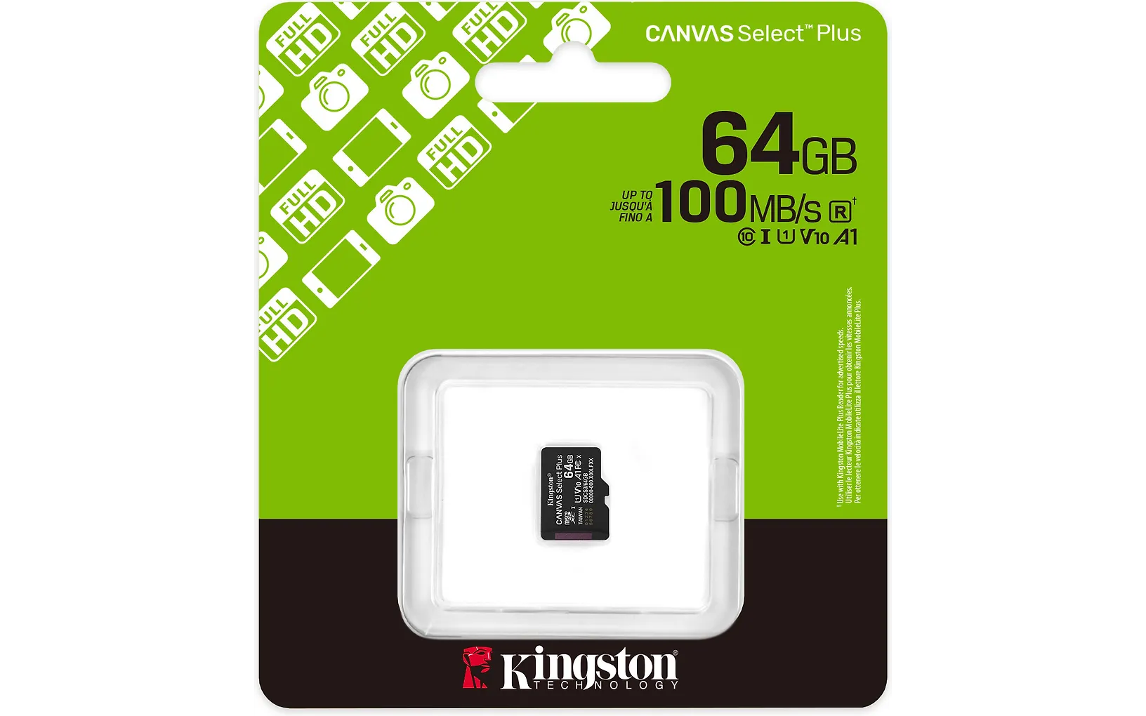 Kingston 64 Gt Canvas Select Plus Gen3 UHS-I microSD muistikortti - E-store.fi