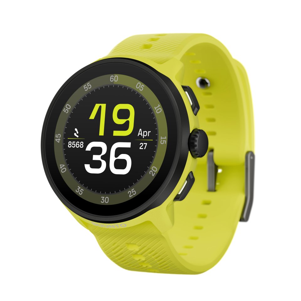 Suunto Run urheilukello, 46 mm, Lime silikonirannekkeella