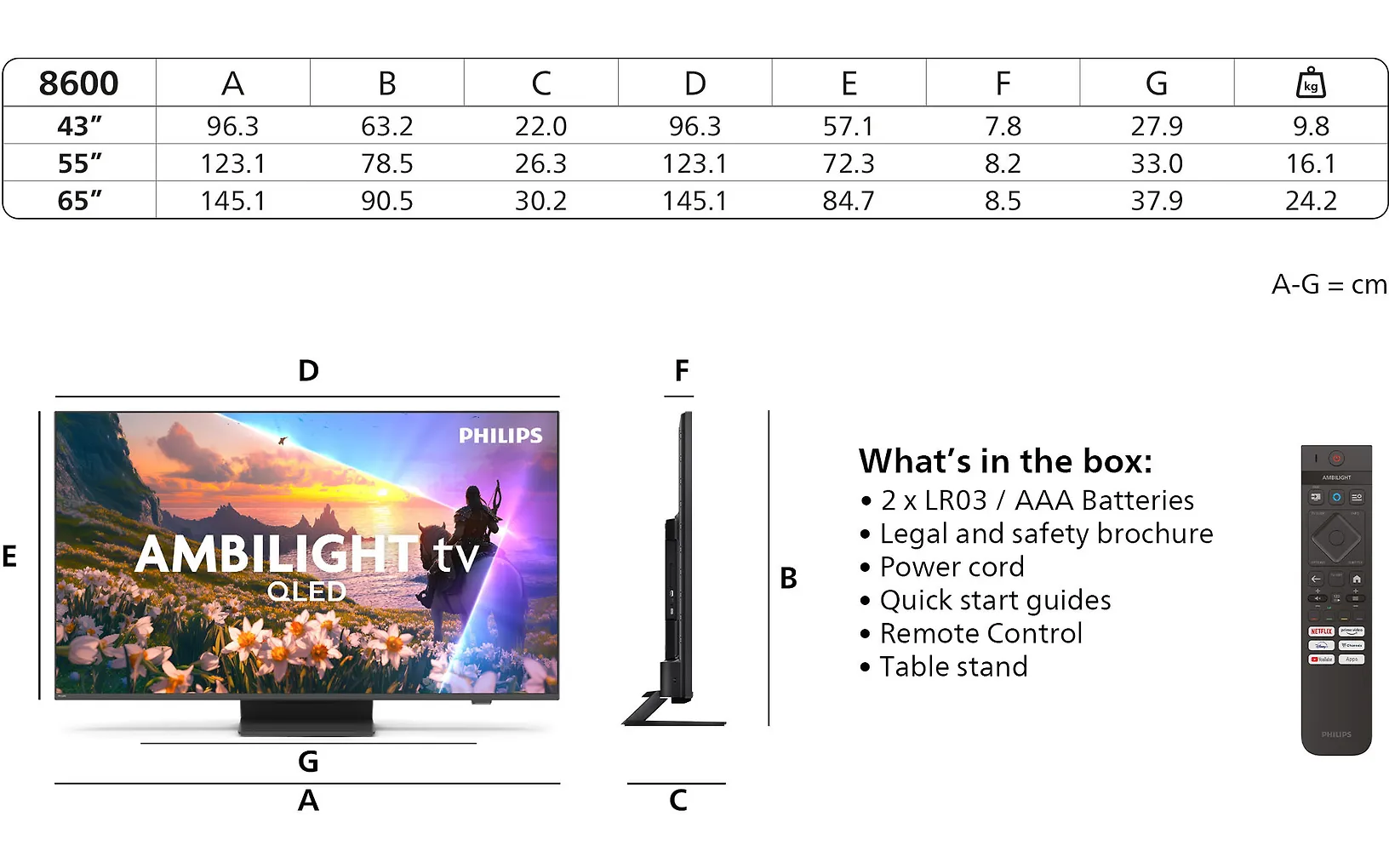Philips 43" PUS8600 – 4K QLED Ambilight TV