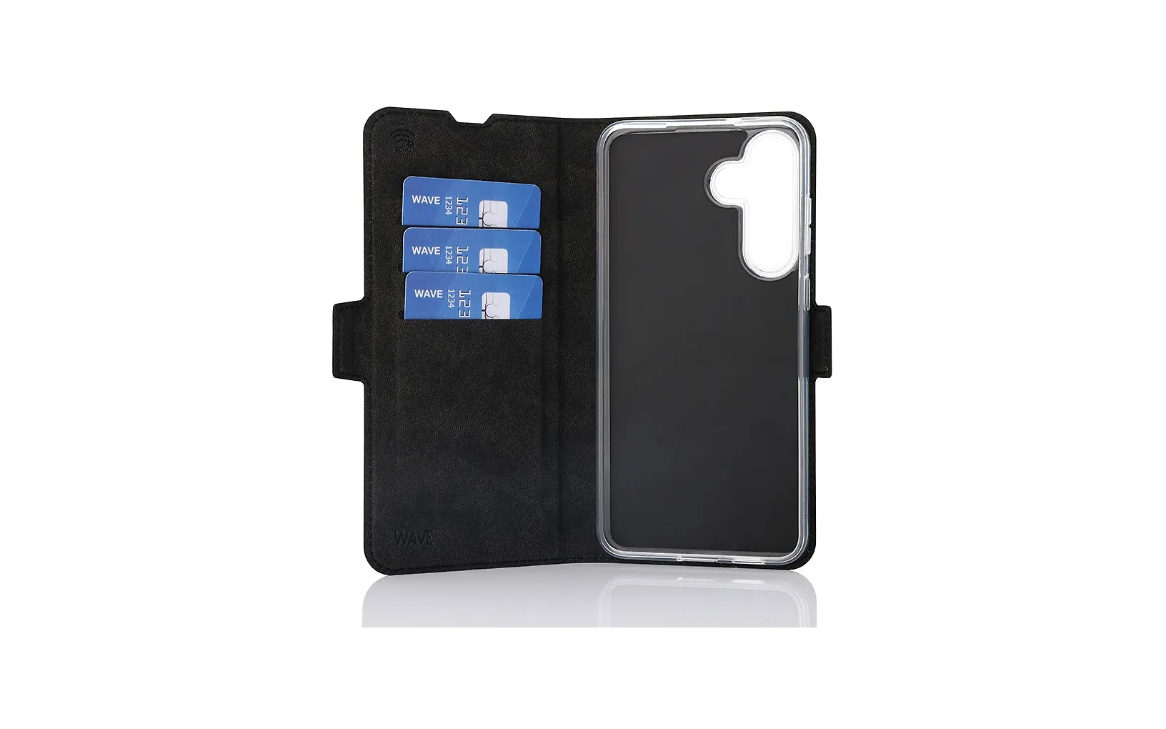 Wave Book Case suojakotelo, Samsung Galaxy S25 FE 5G, musta
