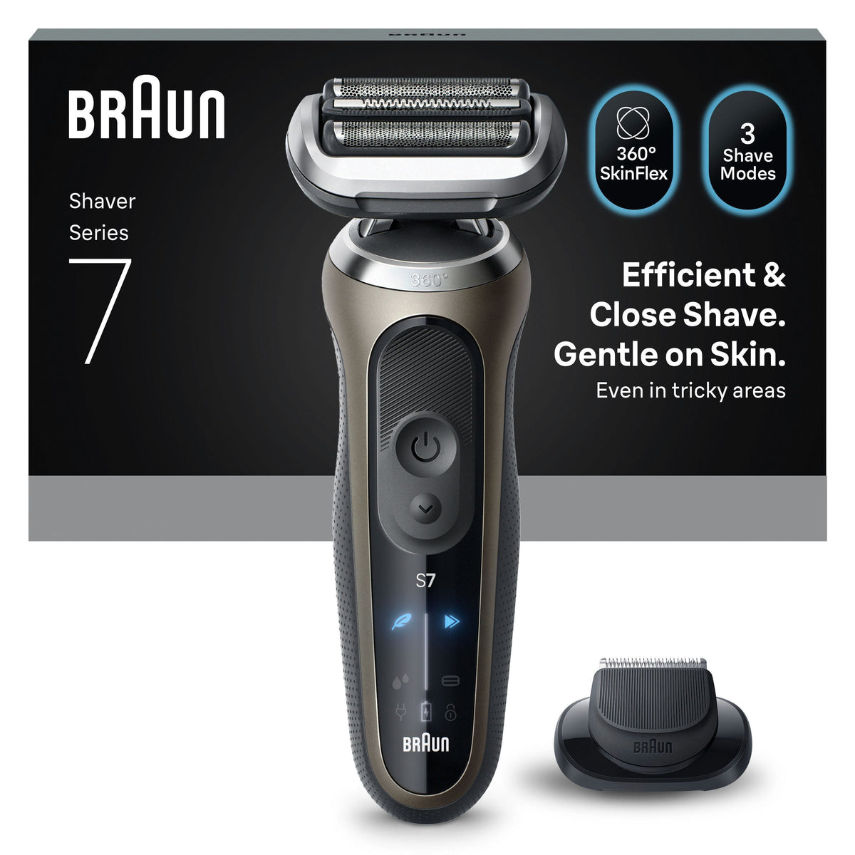 Braun Series 7, 72-C1200S Wet&Dry -parranajokone partatrimmerilisäosalla – kuva 1