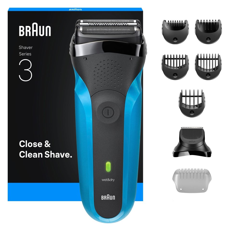 Braun Series 3, 310BT Wet&Dry -parranajokone partatrimmerilisäosalla