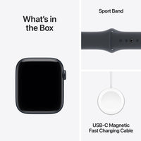 Apple Watch SE 3 (GPS) 44 mm keskiyö alumiinikuori ja keskiyö urheiluranneke, M/L