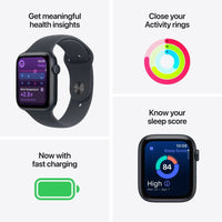 Apple Watch SE 3 (GPS) 44 mm keskiyö alumiinikuori ja keskiyö urheiluranneke, S/M