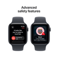Apple Watch SE 3 (GPS) 44 mm keskiyö alumiinikuori ja keskiyö urheiluranneke, M/L
