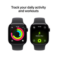 Apple Watch Series 11 (GPS) 42 mm peilimusta alumiinikuori ja musta urheiluranneke, S/M