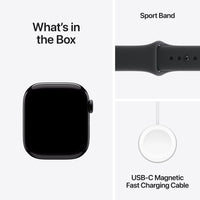 Apple Watch Series 11 (GPS) 42 mm peilimusta alumiinikuori ja musta urheiluranneke, S/M
