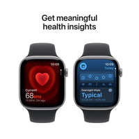 Apple Watch Series 11 (GPS) 46 mm tähtiharmaa alumiinikuori ja musta urheiluranneke, M/L