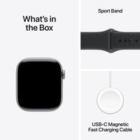 Apple Watch Series 11 (GPS) 42 mm tähtiharmaa alumiinikuori ja musta urheiluranneke, S/M