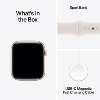 Apple Watch SE 3 (GPS) 44 mm tähtivalkea alumiinikuori ja tähtivalkea urheiluranneke, M/L