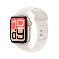 Apple Watch SE 3 (GPS) 44 mm tähtivalkea alumiinikuori ja tähtivalkea urheiluranneke, M/L