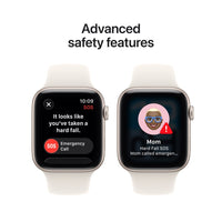 Apple Watch SE 3 (GPS) 44 mm tähtivalkea alumiinikuori ja tähtivalkea urheiluranneke, M/L