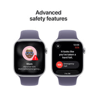 Apple Watch Series 11 (GPS) 46 mm hopea alumiinikuori ja usvanvioletti urheiluranneke, M/L