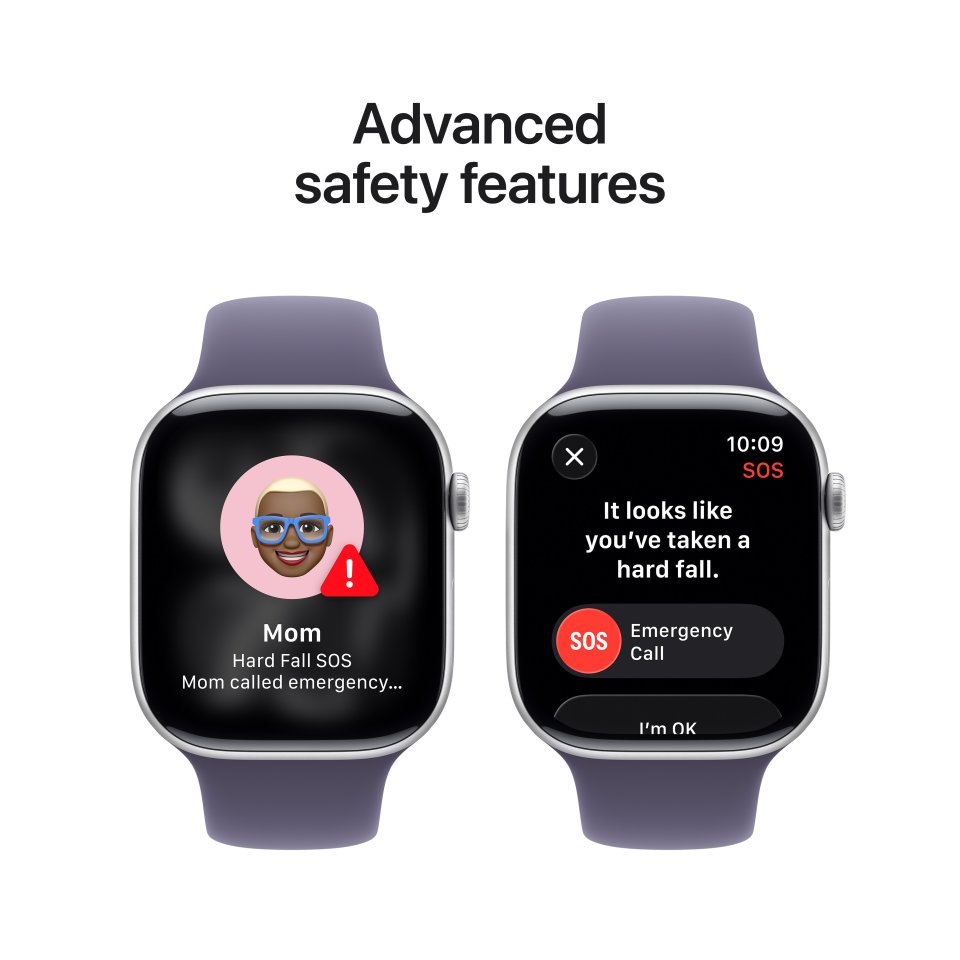 Apple Watch Series 11 (GPS) 46 mm hopea alumiinikuori ja usvanvioletti urheiluranneke, M/L