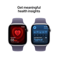 Apple Watch Series 11 (GPS) 46 mm hopea alumiinikuori ja usvanvioletti urheiluranneke, M/L