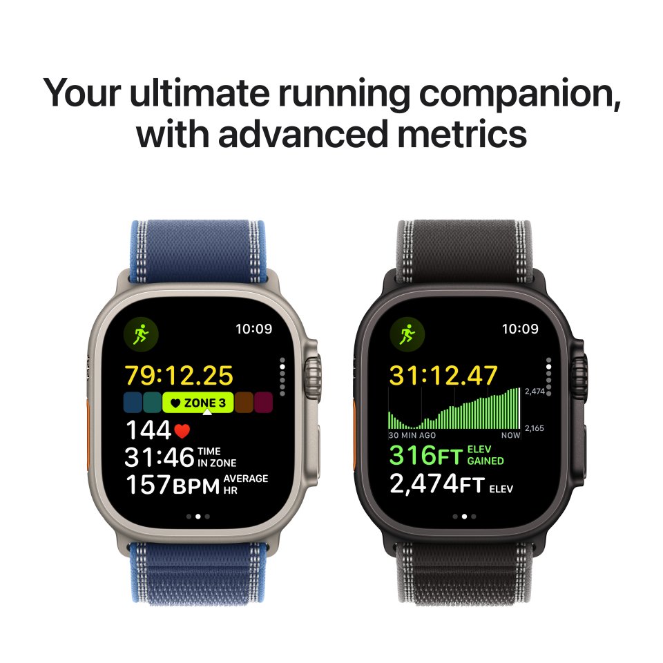 Apple Watch Ultra 3 (GPS + Cellular) 49 mm musta titaanikuori ja musta Alpine-ranneke, keskikokoinen